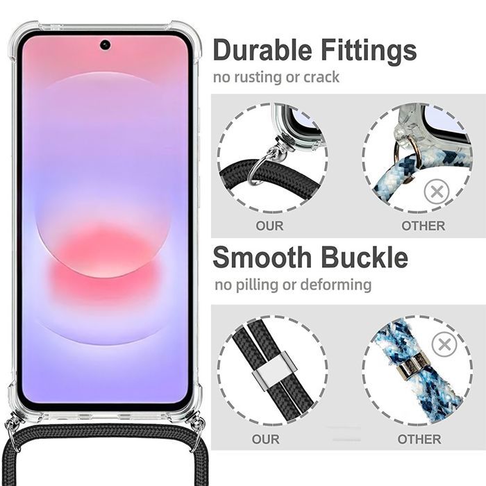 Coque pour Samsung Galaxy A37 5G, Protection Renforcée Souple avec Bandoulière Réglable Turquoise