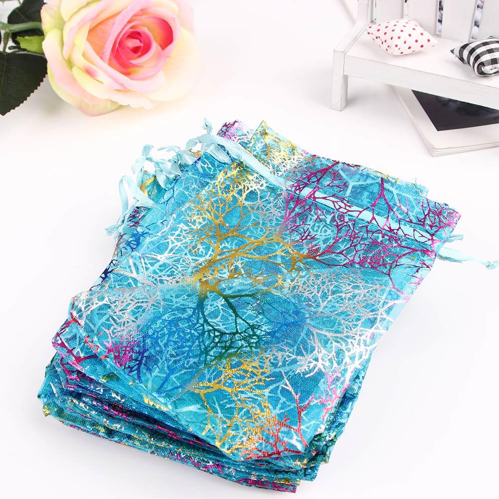 

Hot Sale New Korean Cute Wedding Party Favor Organza Jewelry Pouch Candy Gift Bag Coralline
