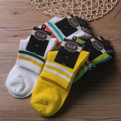 Socken Damen Frühling und Sommer Zwei-Streifen Einfarbig Sport und Freizeit Mittelhohe Socken Atmungsaktiv Schweiß Anti-Geruch Kurz Herren