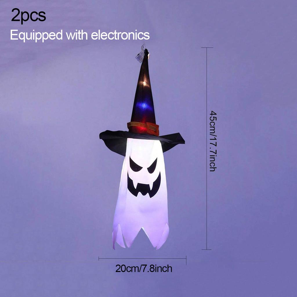 1/2/3 Stück - Halloween Dekorationen - Hängende beleuchtete Geister Hexenhut Dekorationen ,Outdoor Hof Baum Garten Party Dekorationen