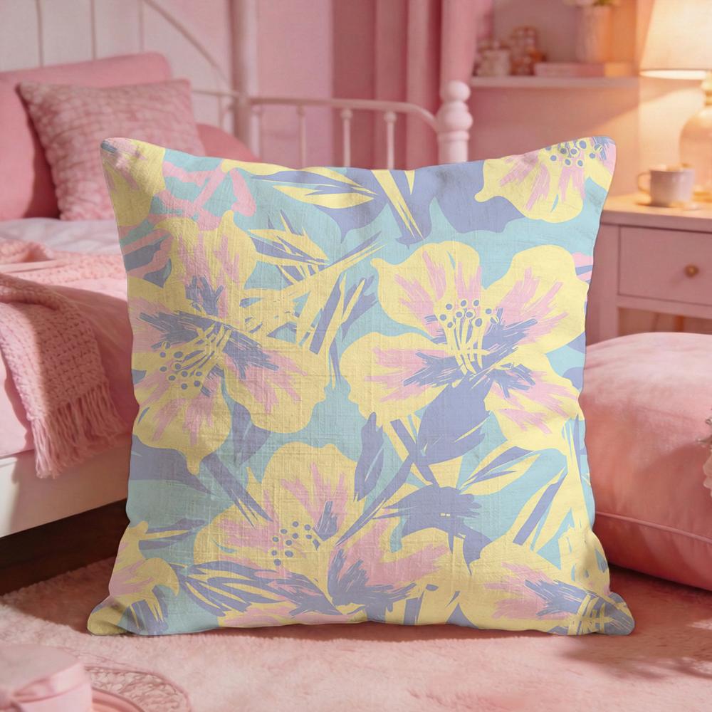 Dopamine Burst Floral Patter Cushion Cover Premium Comfort Reversible Pillow Cove Two in One Design for Any Room  Car Interior