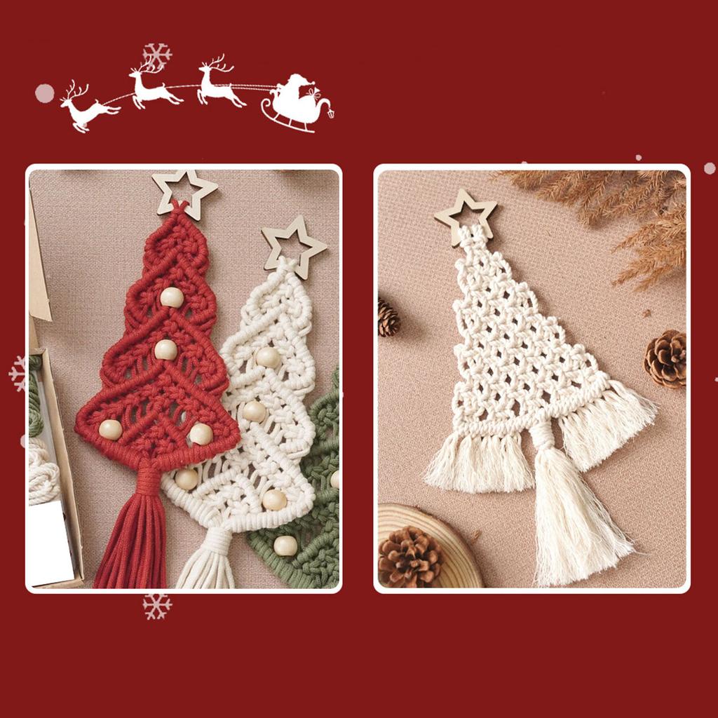 Bohemian Tassels Christmas Tree DIY Material Pack Set Handwork Wall Hanging XmasTree Macrames Kits for Living Room Decor