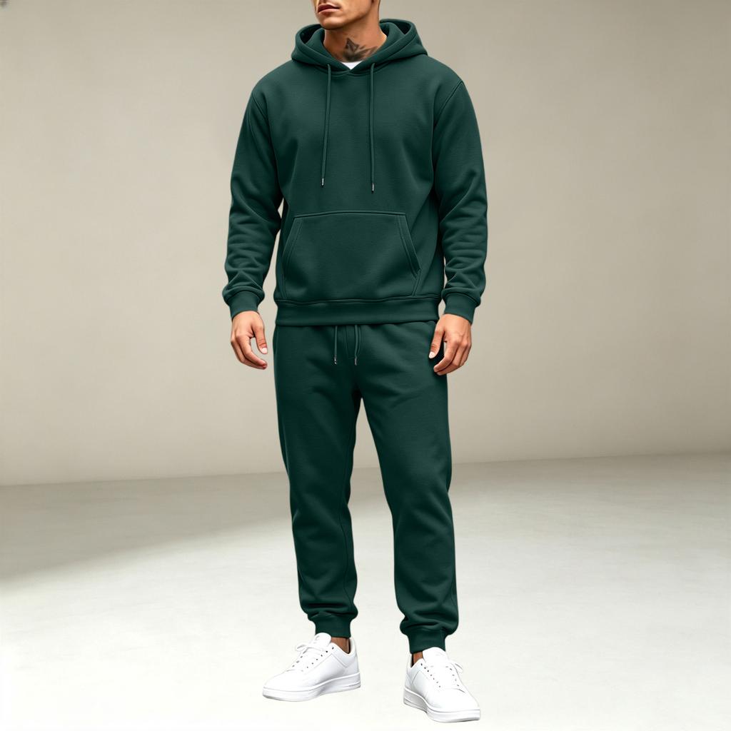 Men's Pullover Hoodie Sweatshirt Athletic Track Suit Set for Sports, Workout and Casual Wear