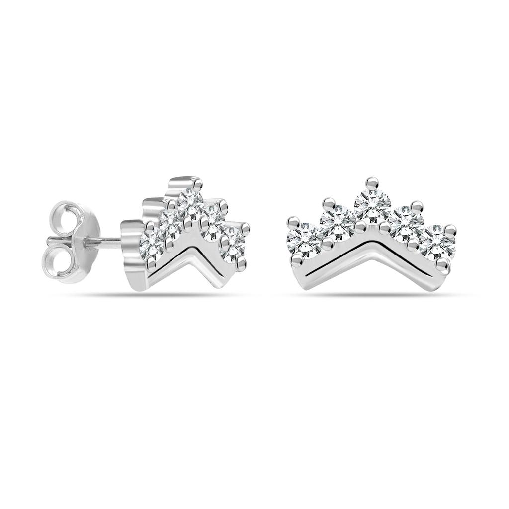 925 Sterling Silver Small Multi Zirconia Crown Stud Earrings