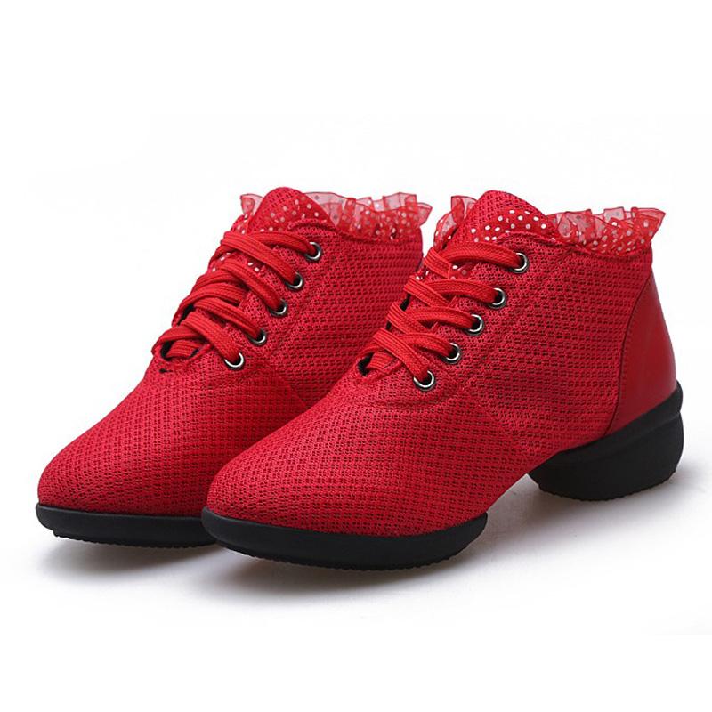 Breathable Mesh Rubber Sole Short Boots Sailor Dance Shoes Lace Up Soft Sole Latin Practice Shoes Teacher Shoes Square Dance Shoes