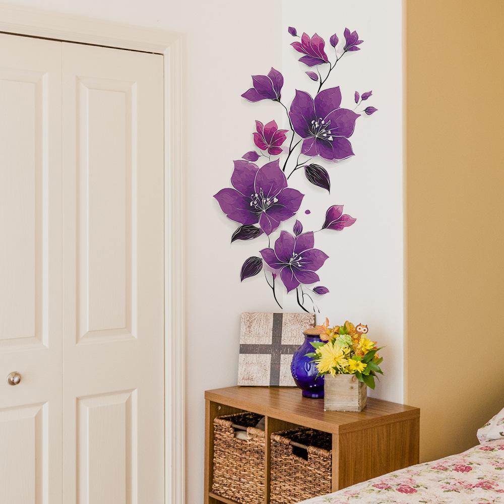 Kreative Retro Lila Ranke Badezimmer Dekoration und Verschönerungsaufkleber