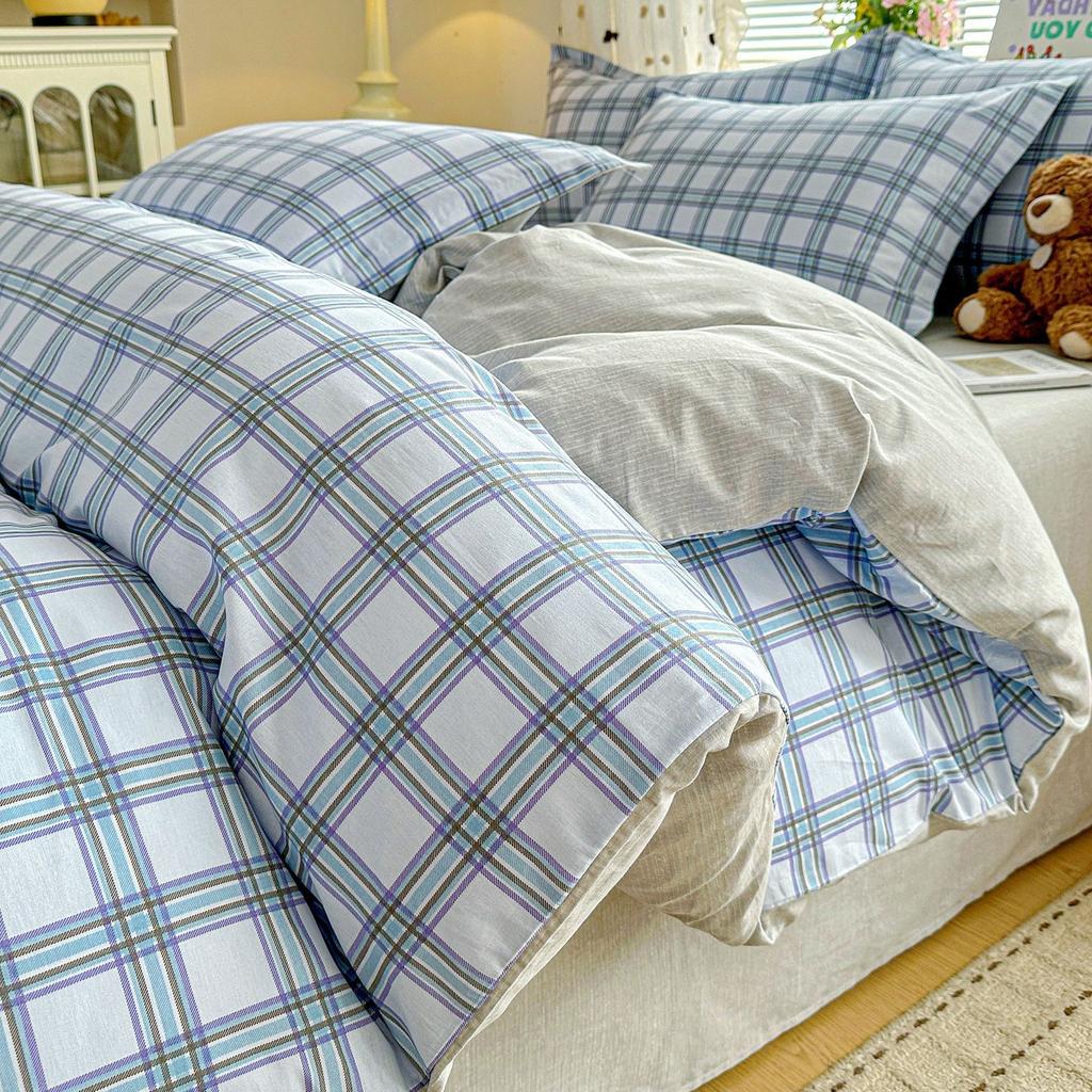 100 pure cotton four-piece set, new cotton quilt cover, bed sheet, bed hat, student dormitory single bed three-piece set 1