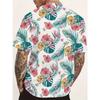 Men's Hawaiian Tropical Flower Print T-shirt Sports Short Sleeved Crew Neck T-shirt for Summer Outdoor Fitness Workout Men's Clothing