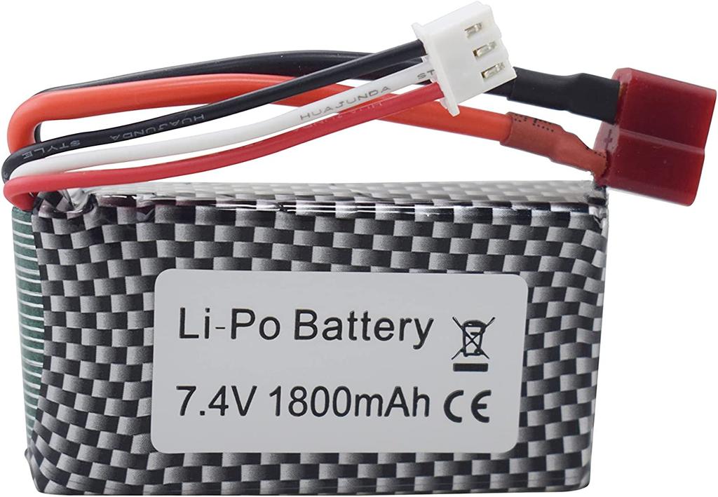 7.4V 1800mAh Lithiumová baterie s T-konektorem | Kompatibilní s WLTOYS A959-B A969-B A979-B K929-B 144001 | Prodloužená doba provozu pro RC off-road