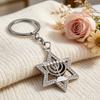 Keychain Pendant Sparkling Rhinestones Hexagram Shape Zinc Alloy Key Holder with Chain Buckle Design Backpack Accessory