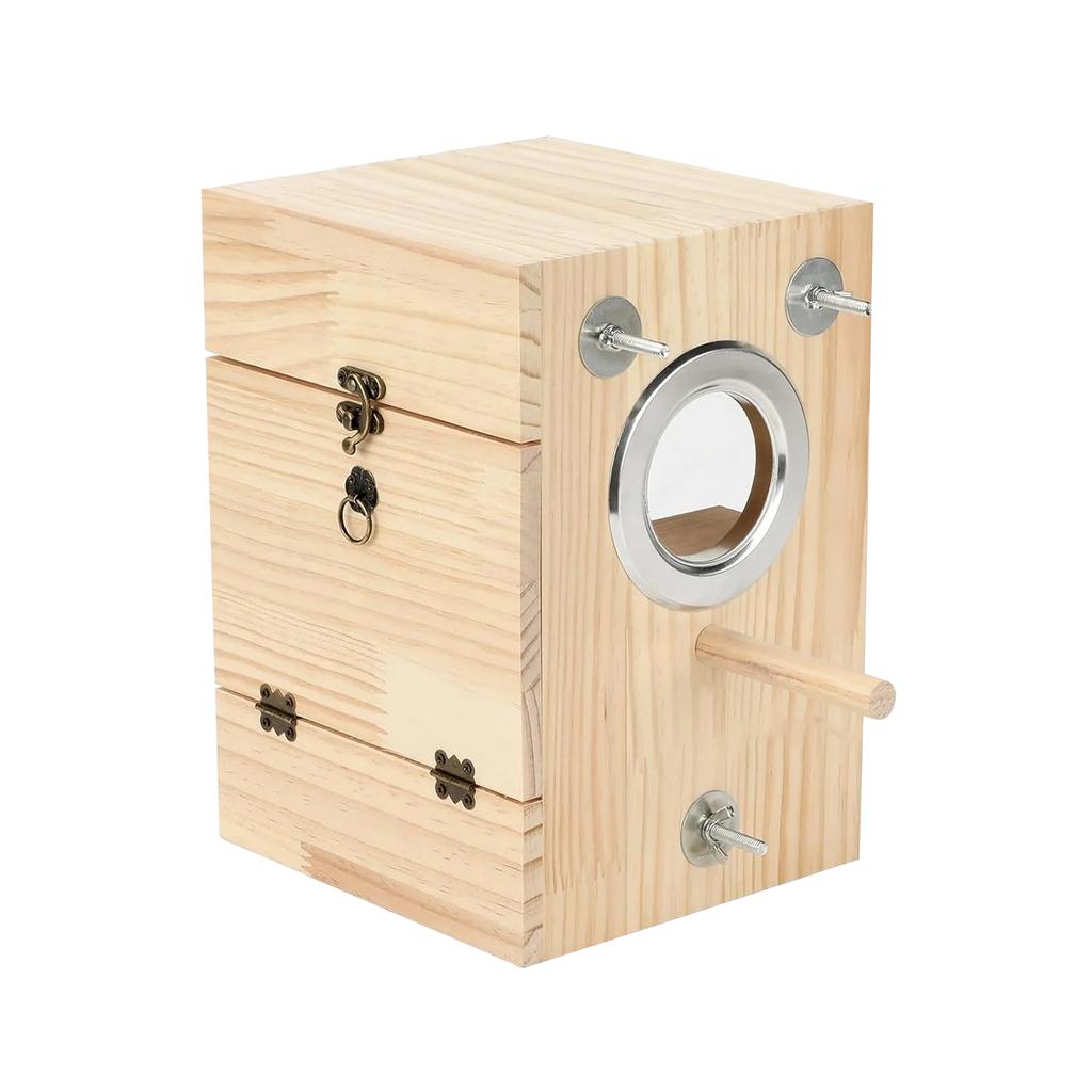 Transparent Bird Boxes, Wood Parakeet Nesting Box For Cage, Bird Breeding Box With Bird Cage House For Parakeet Lovebirds Budgie