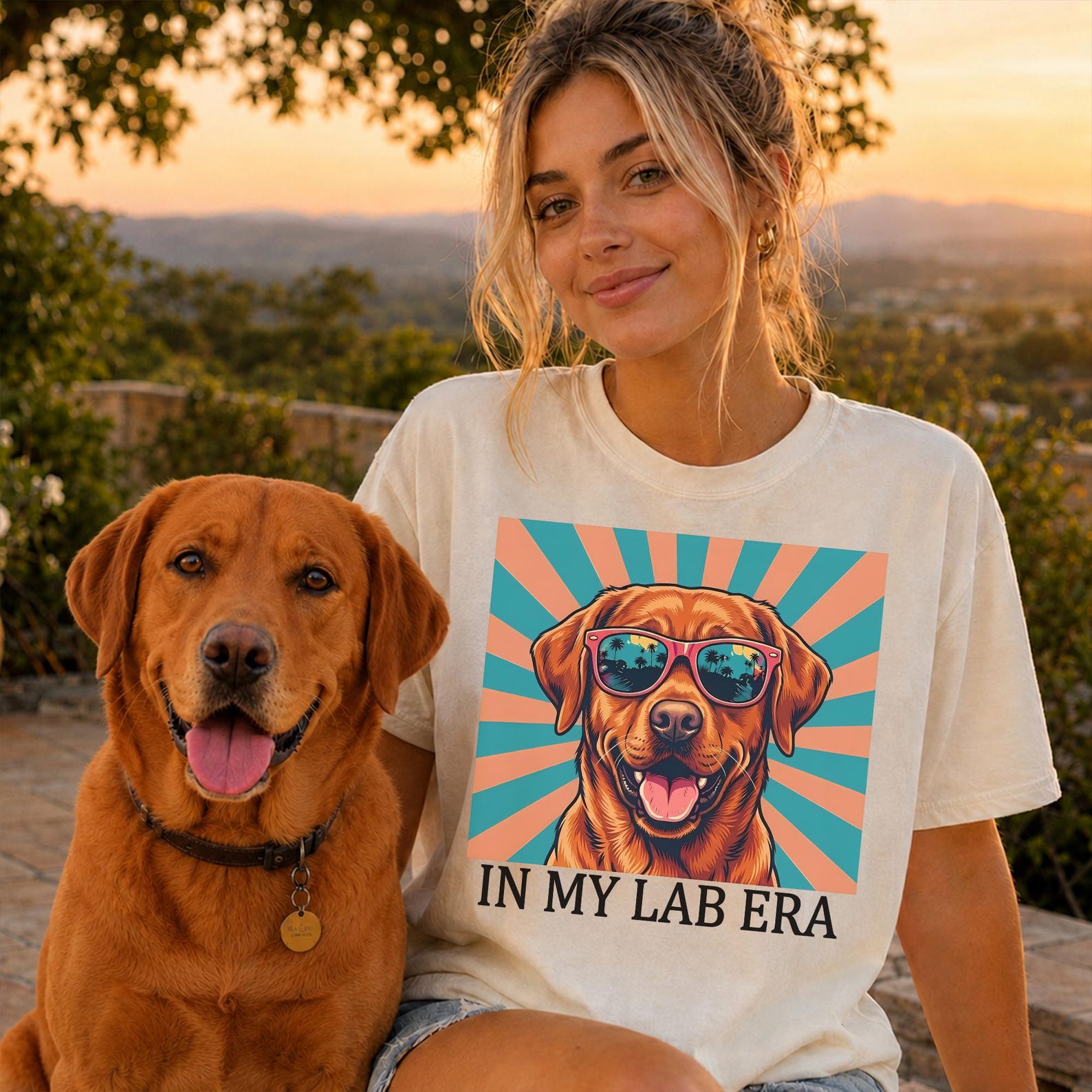 Fox Red Labrador Lab Era Shirt, 70s Retro Dog Tee, Red Lab Mom T-Shirt, Dog Lover Gift, Comfort Colors Shirt L
