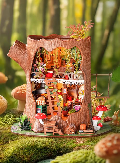 Rolife Miniature House Fairytale Treehouse with DIY Handmade Doll Interior Creates Craft Easy Time Educational Ideal for Officially Sold Kit,