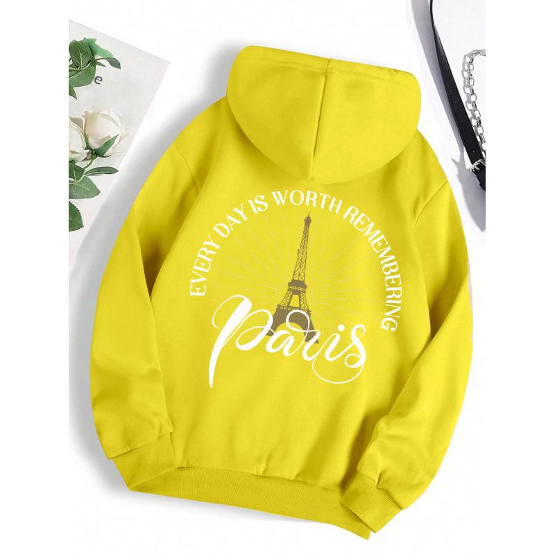 Paris Simple Letter Pattern Print Female Hoodie
