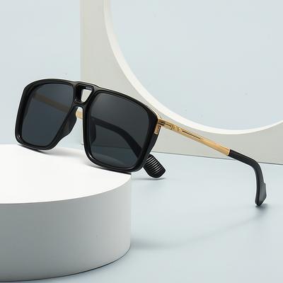 New European And American Men'S Aviator Glasses Retro Double Sorghum Square Frame Sunglasses  Spot
