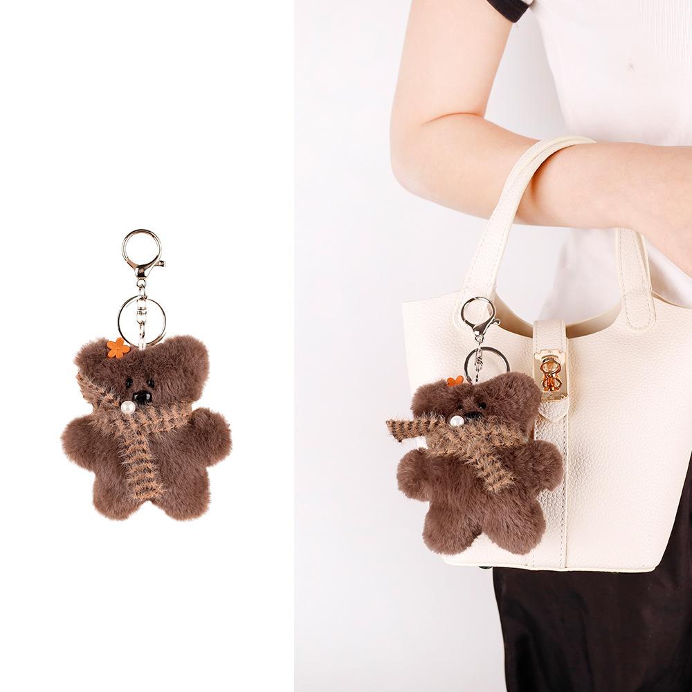 New Bean Plush Strap Bear Bag Pendant Cute Squeaky Lucky Bear Premium Pendant Delicate Keychain