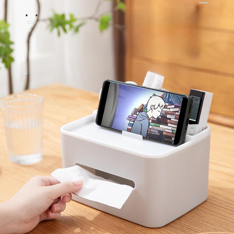 Desktop Remote Control and Tissue Storage Box: Dust-Proof, Simple, Creative, Multi-Functional Organizer for Living Room Coffee Table