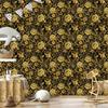 Golden Hibiscus Wallpaper, Ochre and Gold, Soft Forms, 50x1000
