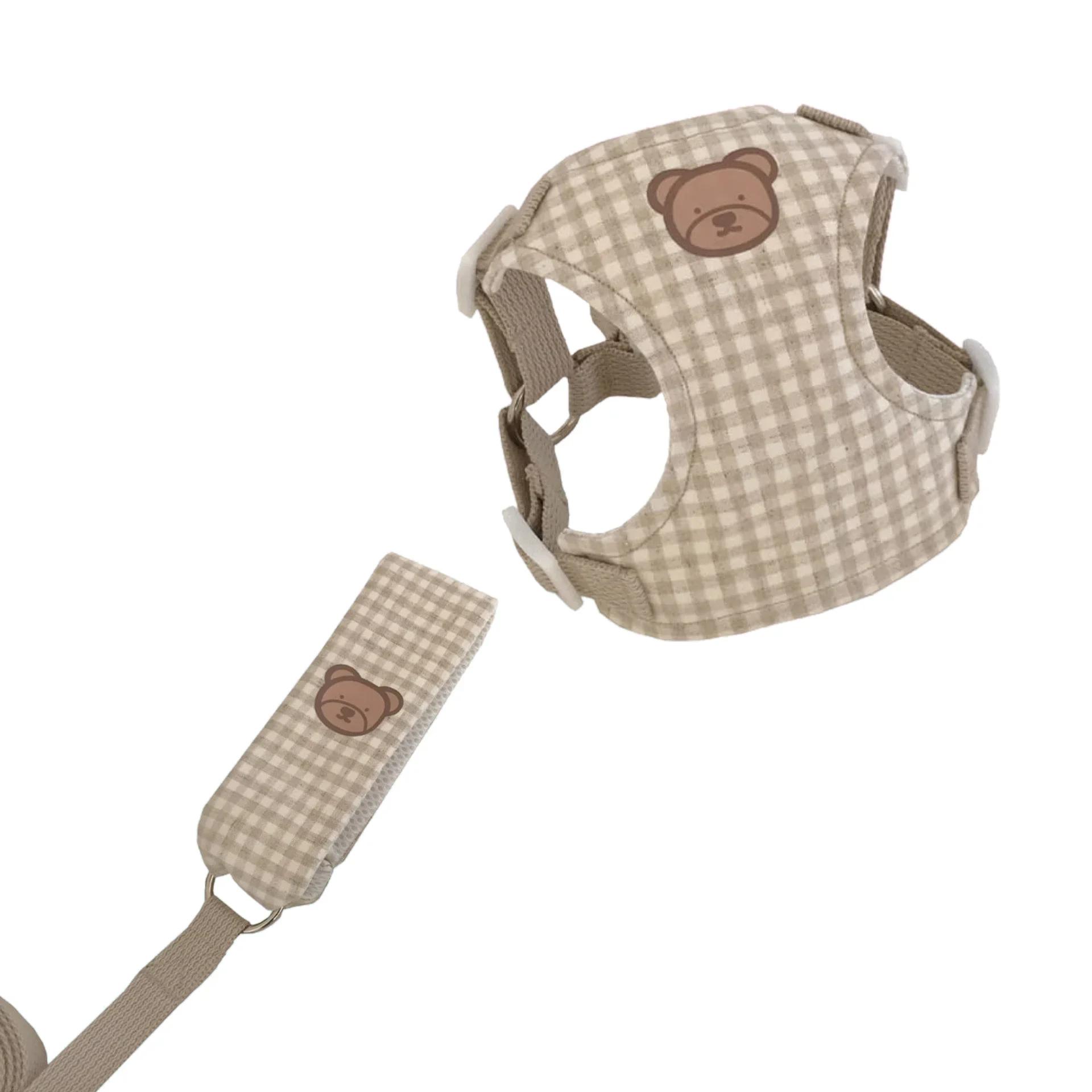 

Милая шлейка для собак, регулируемая шлейка для котят, домашних кошек, комплект с поводком, жилет для медведя, плюшевый бишон XS for 2-3.8kg