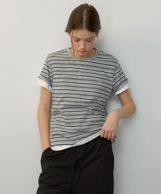 CITYBREEZE Multi-Stripe Short Sleeve T-Shirt_Melange Grey