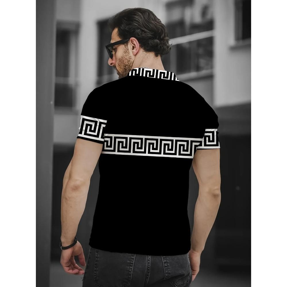 The New Men's Short-sleeved POLO Shirt for Summer 2026 Features a Casual Fashionable and Comfortable 3D Striped Pattern Print