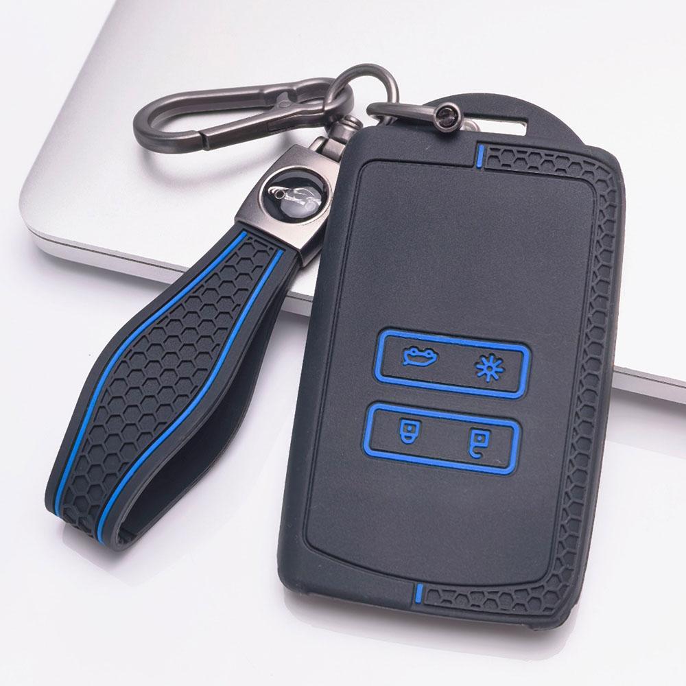 Key Fob Cover for Renault Koleos Kadjar Megane Talisman Espace Captur Clio Scenic with Keychain Anti-Scratch Guard Shockproof Protection