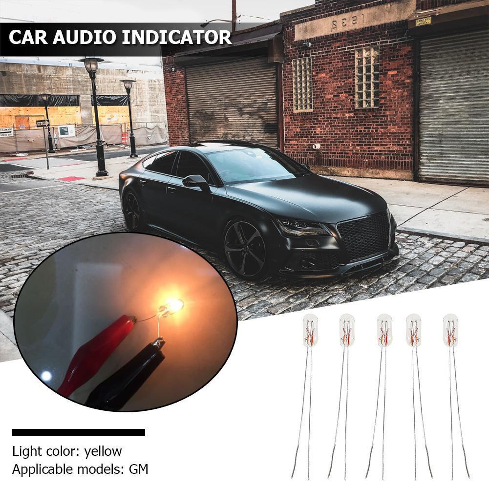 5pcs T3 14V 0.91W Car Instrument Panel Audio Gear Indicator Light Bulbs Amber
