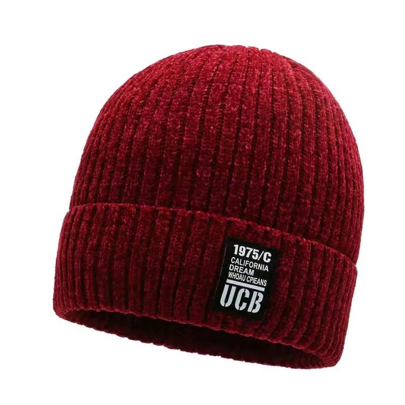 Knitted Solid Color Hat Letter Printing Beanie Caps Windproof Gifts Fashion