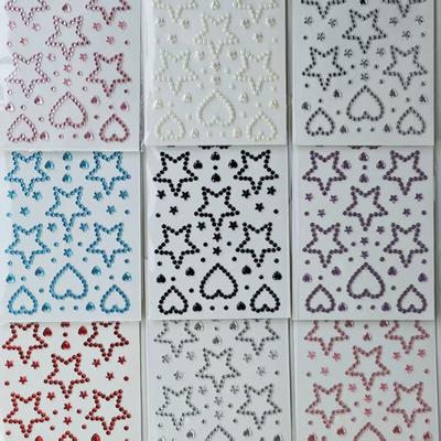 Beautiful Shiny Crystal Rhinestones Pearl Star 3D Stickers Scrapbook Phone Case DIY Decorations Dance Show Makeup Face Stickers