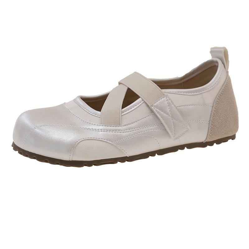 Ballet cross-strap shallow mouth Mary Jane single shoes women's new versatile skirt flat-soled small leather shoes