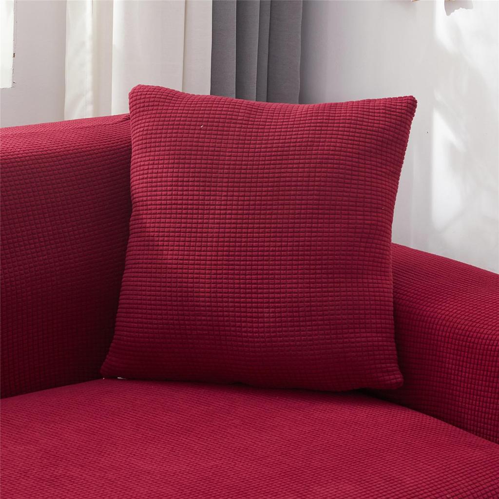 Elastic Velvet Square Lumbar Cushion Cover, 40x40 cm, Removable & Washable for All Seasons