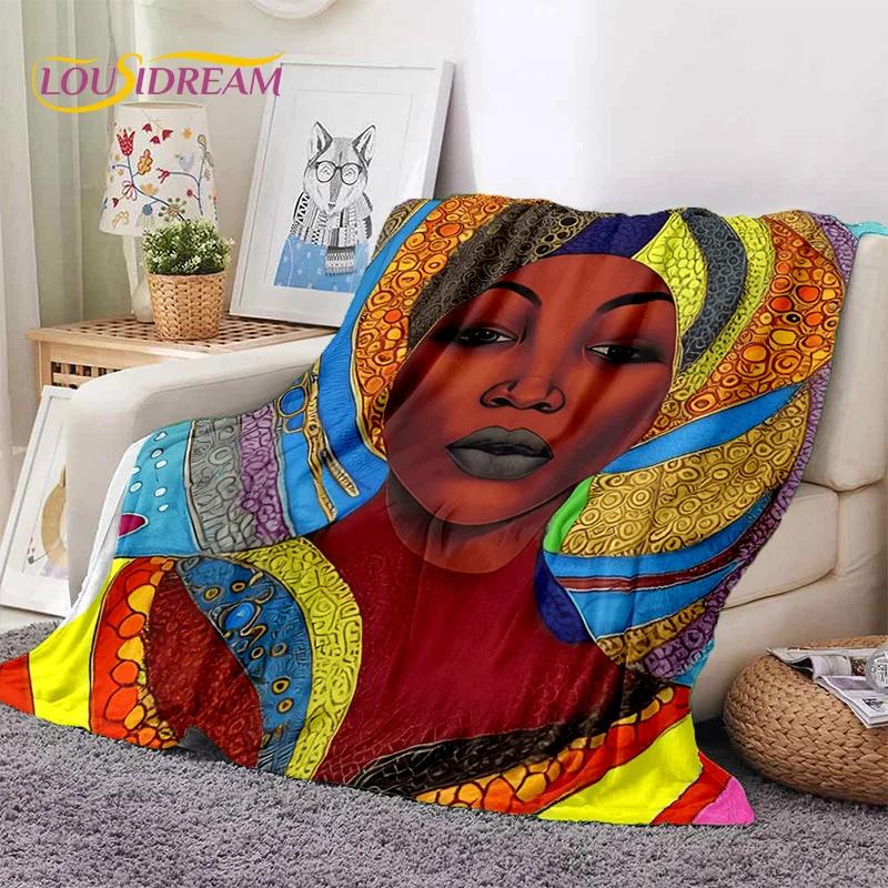 Cartoon Africa Ethiopian Custom Painting Art Soft Flannel Blanket for Bed Bedroom Sofa Picnic,Throw Blanket for Outdoors Leisure
