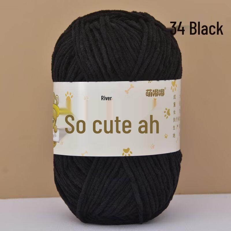 Chenille Crochet Yarn - Medium Thick Hand-Knitted for DIY Crafts & Dolls