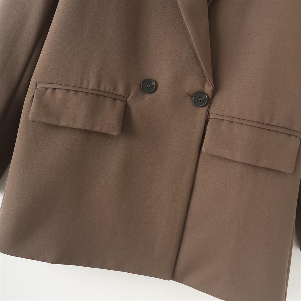 Women's Multi-Color Double-Breasted Suit Jacket (Loose Fit) - 2024 Autumn/Winter Collection