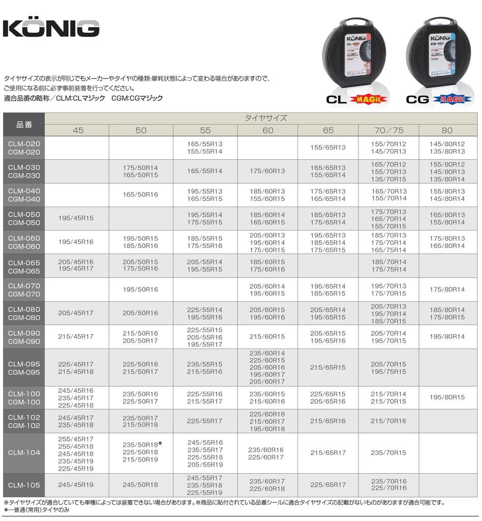 KONIG CL Magic Metal Tire Easy To Install No Retightening Chains, & Required, CLM-104