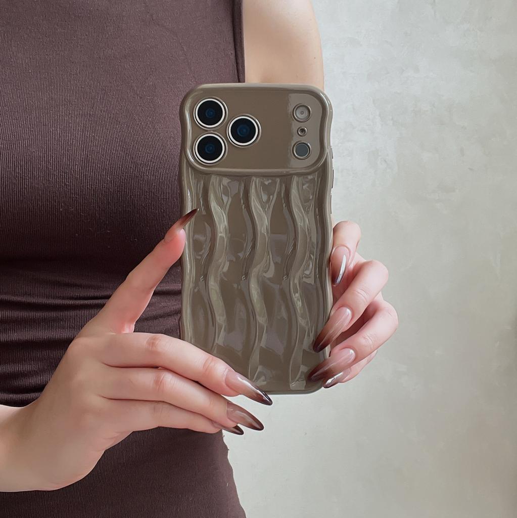 Fine hole three-dimensional wavy pattern, suitable for iPhone17Pro max Apple 16 mobile phone case 14/15 simple solid color case