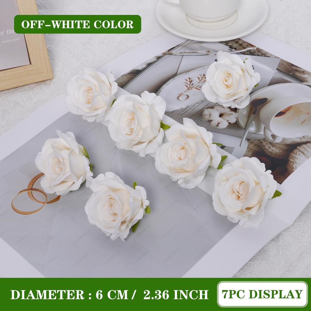 7pcs 6CM Silk Rose Heads Vintage Artificial Flowers Wedding DIY Wreath Garland Accessories DIY Gifts Box Scrapbooks Decor