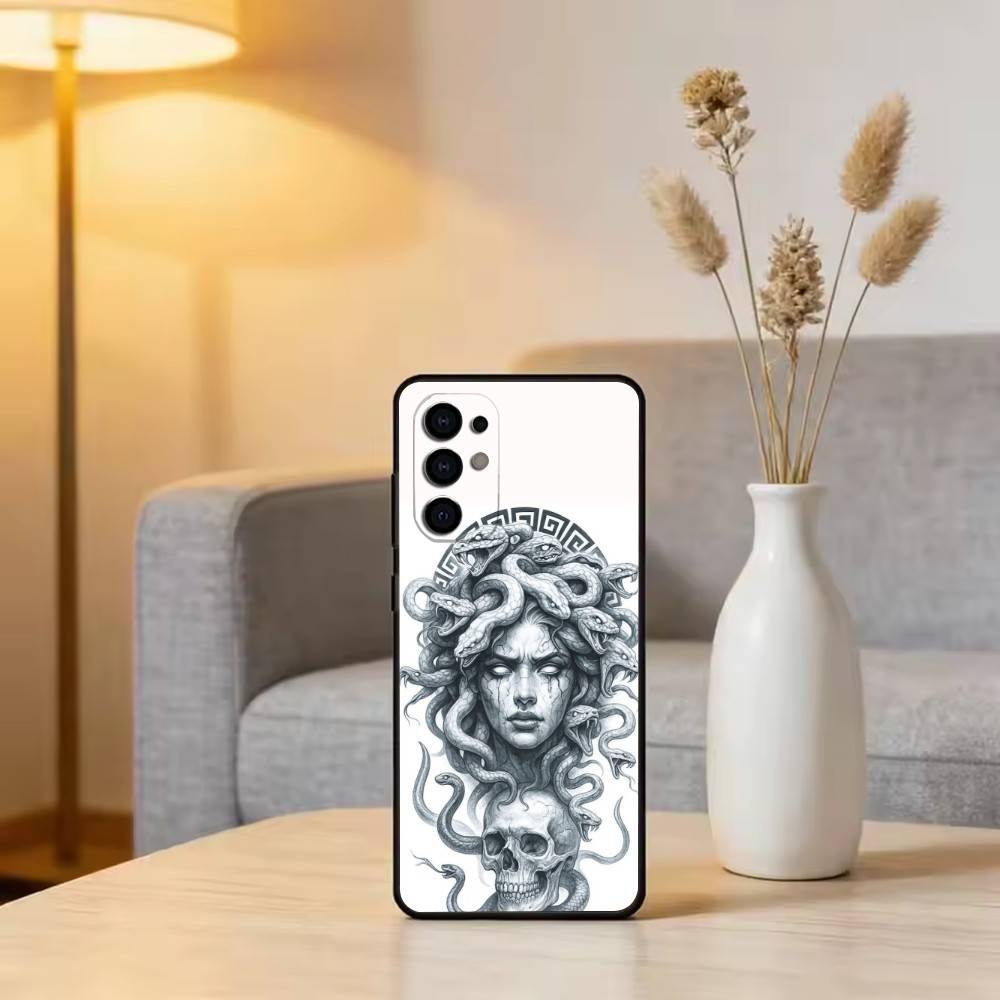 Medusa G-Mythology Phone Case Black Silicone Soft For Samsung S25,S24,S21,S22,S23,S30,Ultra,S20,Plus,Fe,Lite