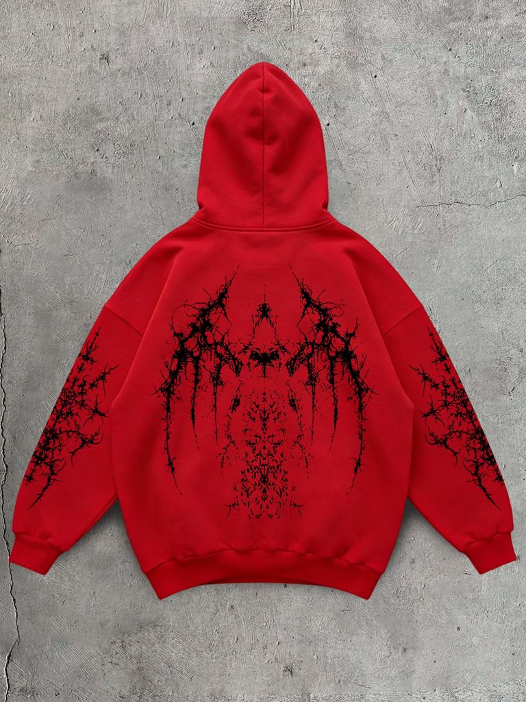 Dark and Crazy Thorn Devil Printed Hoodie, Autumn and Winter Loose Top, High Street, Unisex, Slim and Versatile Coat