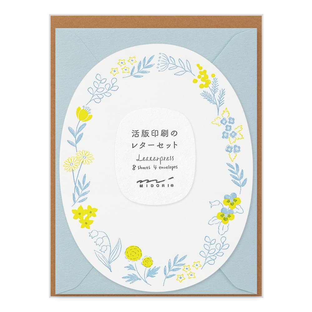 

Midori Letter Set Letterpress Wreath 86490006 490, Die-Cut, Pattern, Blue,