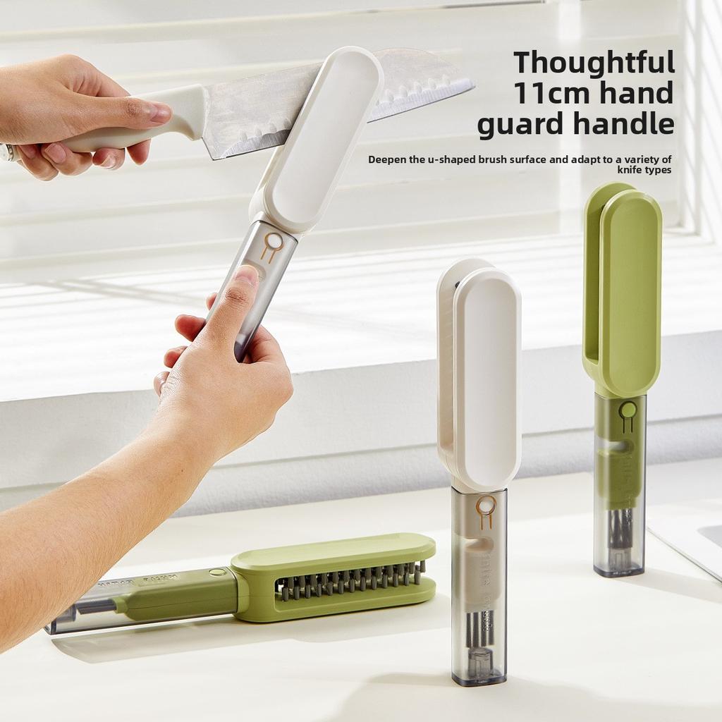 4-in-1 Kitchen Cleaning Brush Multi-Function Dishware Cleaner with ABS, Ceramic, Magnet, PET, and Nylon