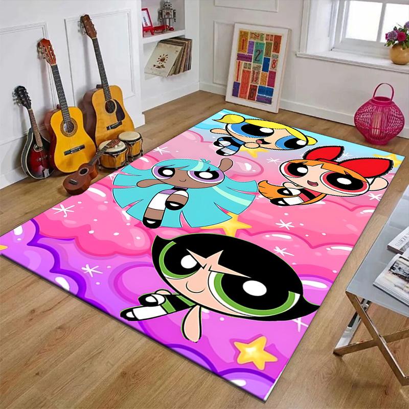 1pc Powerpuff Design Printed Area Rug Carpet for Bedroom Living Room Home Decor Rugs Mat Non Slip Mat Rug for Bedside
