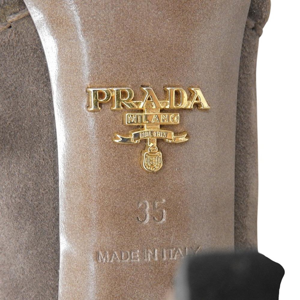 PRADA Beautiful suede heel boots for women, brown, size 35 shoes 35 BrownUsed