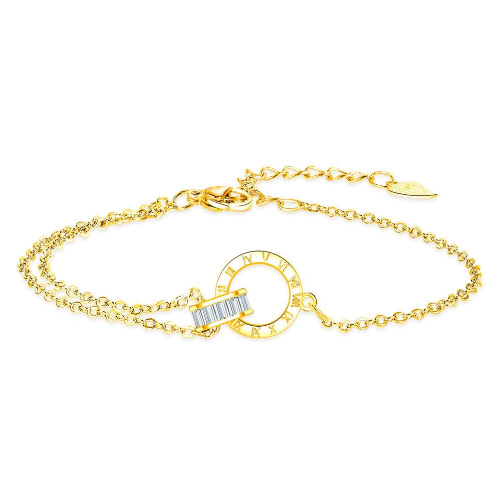 

Романтичный элегантный комплект из кольца с римскими цифрами, браслета, женской универсальной цепочки на ключицу, ювелирных изделий Love Hand