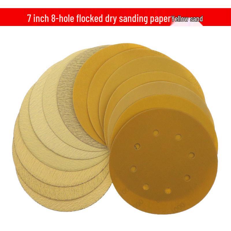 

Желтый 7 8-отверстий самоклеящийся вельветовый шлифовальный диск с флокированием для сухой шлифовки и полировки металла 600 Grit