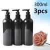 Black PET Plastic Bottles, 3pcs 300mL Lotion Pump Bottle, for Shower Gel