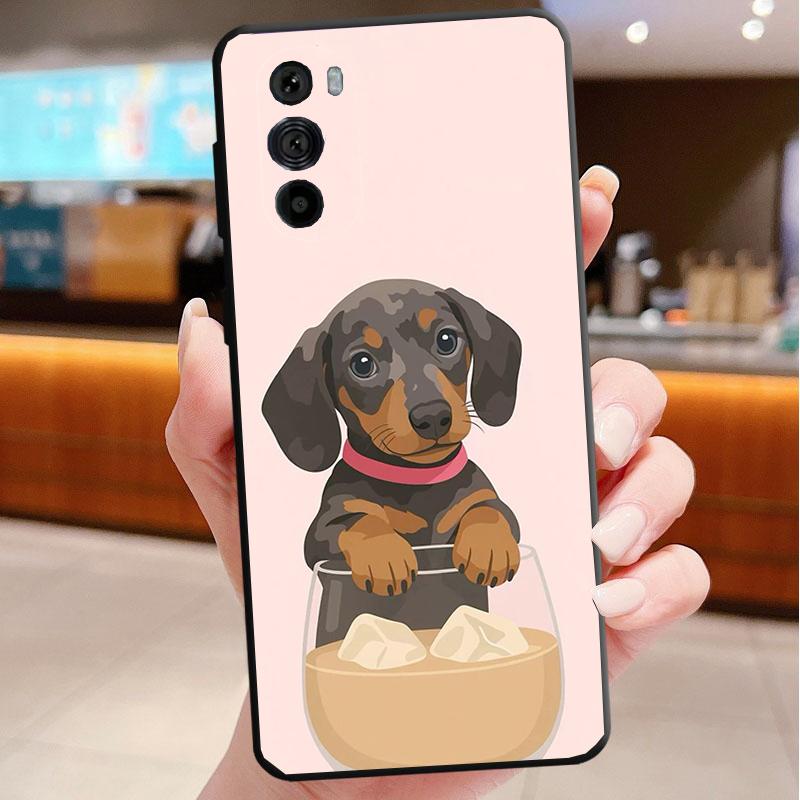 Phone Case For Motorola Edge 60 50 40 Pro 60 50 40 30 Ultra Neo Fusion Moto G Stylus G Cute Cartoon Dachshund Dog