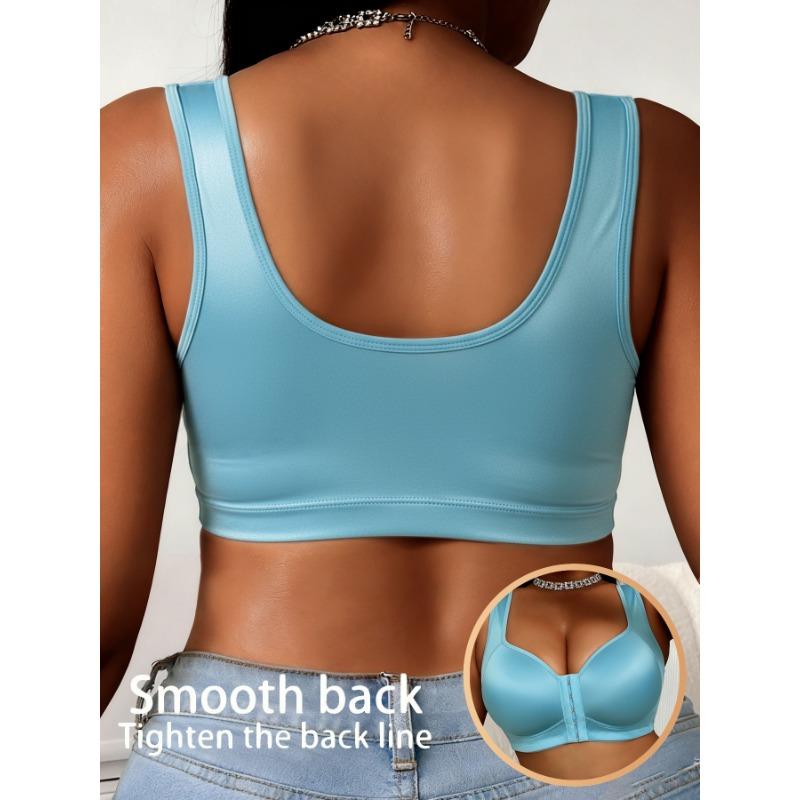 Women Smooth Front Buckle Wireless Push Up Sports Bra Plus Size Anti Sagging Gathering Bra