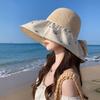 Color glue hat women's mesh bucket hat bow sunscreen sun hat summer mesh breathable sun hat