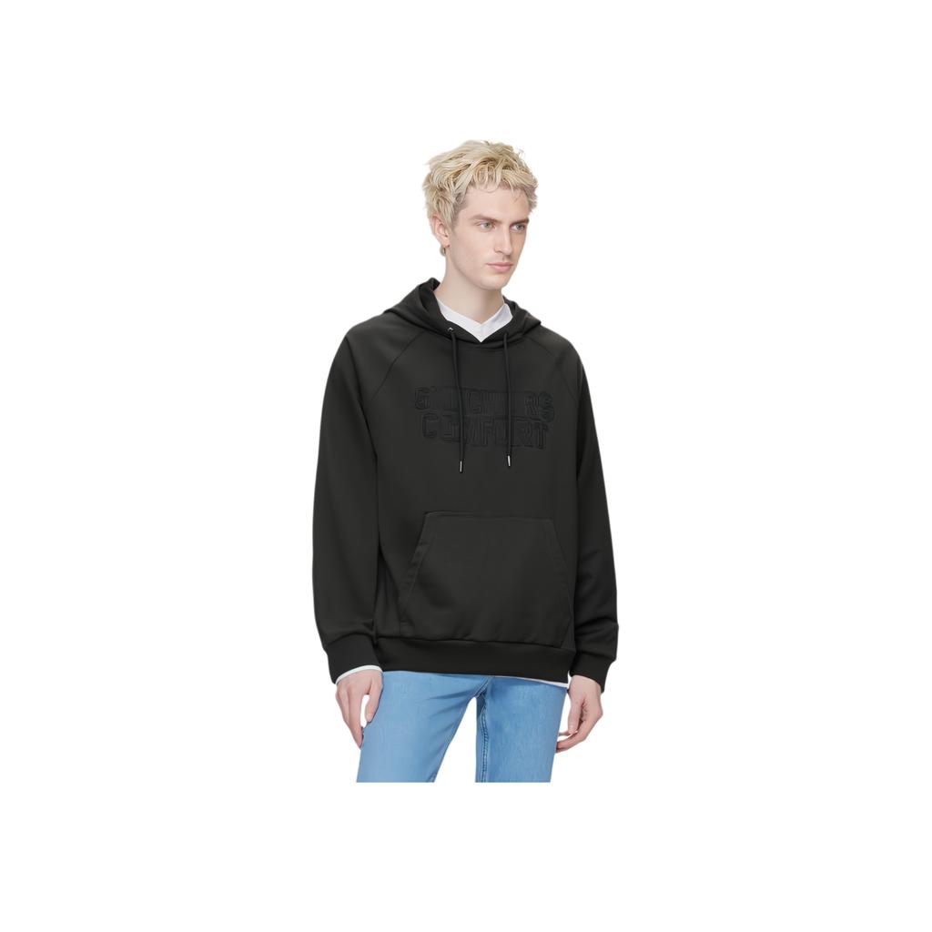Skechers Logo Hooded Outdoor Casual Pullover Sweatshirt Unisex sweatshirt Black L324U095-0018